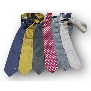 Lot Of 6 Luxury NeckTies Burberry Brioni Armani Valentino Boss Gold Gray Red Tie